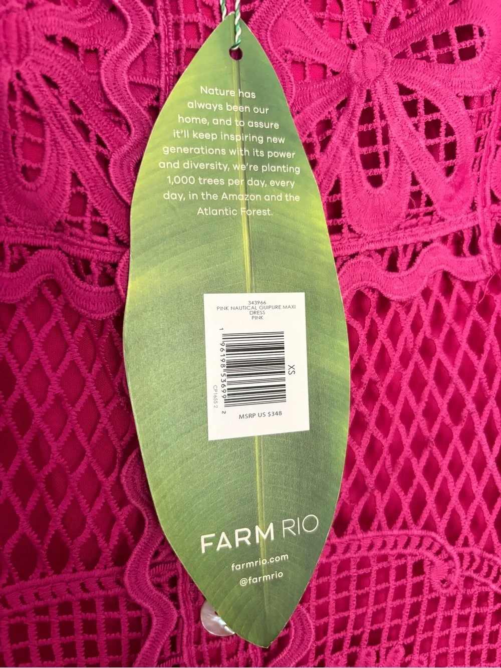 FARM Rio Hot Pink Crochet Button-Front Midi Dress - Picture 3 of 9
